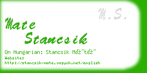 mate stancsik business card